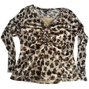 Womens Blouse Size XXL Cheetah Print Boss Lady